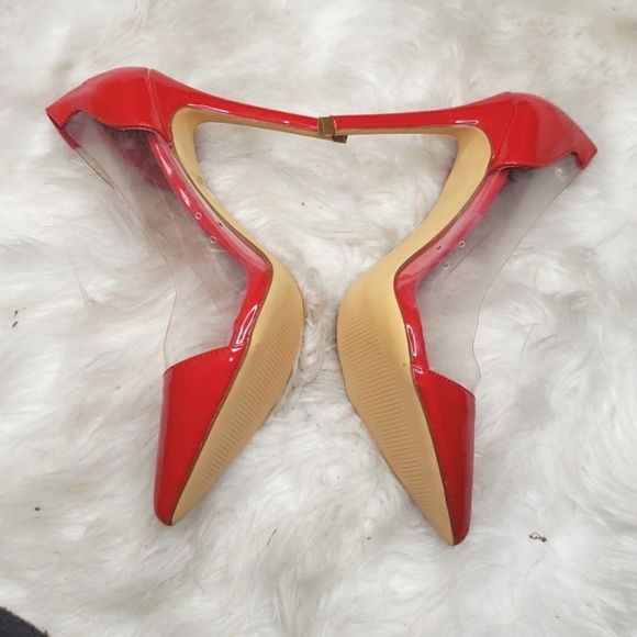 LULUs Salema Red Patent Pointed-Toe Pumps heels new 8 - Picture 13 of 13
